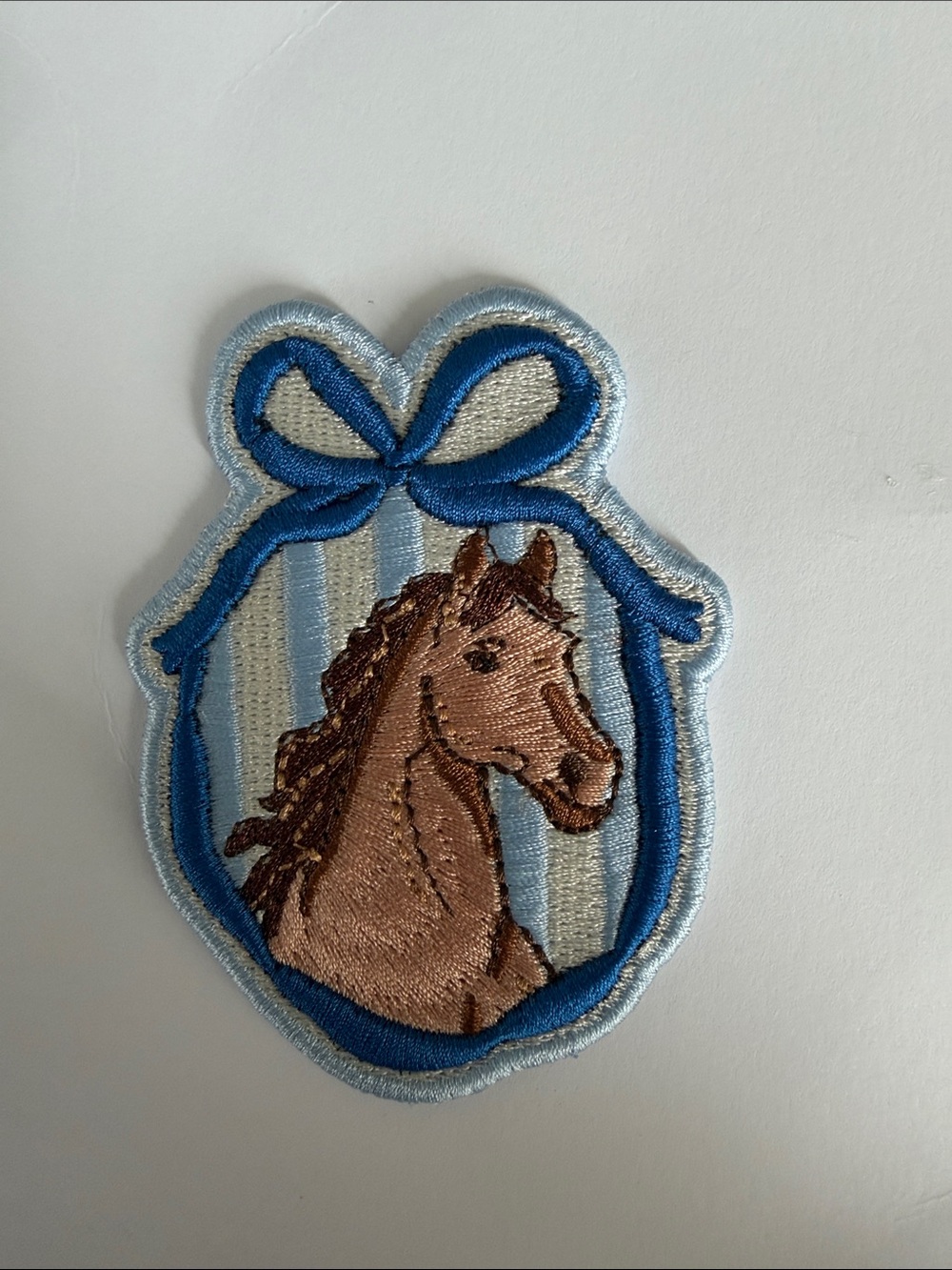 Stoney Clover Lane Brown Horse Patch with Blue Bow